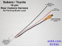 Subaru 16-pin rear camera harness with parking brake pass-thru