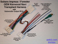 Picture of Navi transplant harness with subwoofer RCA jack with amp remote turn-on wire