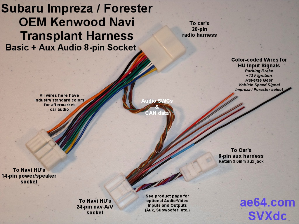 OEM Kenwood Navi Transplant Harness for Subaru Impreza and ... kenwood 12 pin wiring harness diagram 