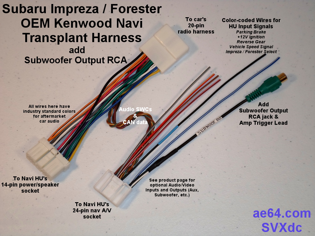 OEM Kenwood Navi Transplant Harness for Subaru Impreza and ... subwoofer wiring diagram for 2007 subaru 